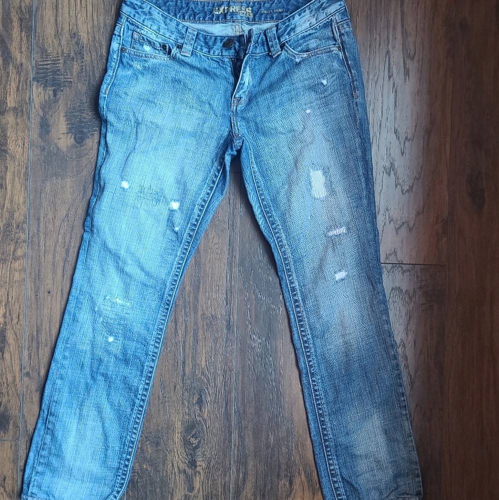 Express Stella Jeans (with factory distressing & extra stitching), Sz 6